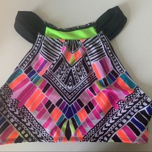 target neon geometric kids halter bikini top XL